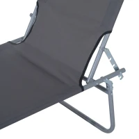 Outsunny 2 Pieces Outdoor Foldable Sun Lounger, 4 Level Adjustable Backrest Reclining Sun Lounger Chair with Angle Adjust Sun Shade Awning for Beach, Garden, Patio, Dark Grey(m-9)