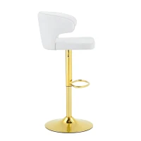 Lot de 2 tabourets de bar avec dossier, réglables en hauteur et pivotants 360°, 49.7x45x110 cm, Blanc(m-11)