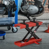 DURHAND Cavalletto Alzamoto a Forbice, Sollevatore Moto, Cavalletto Moto Centrale Regolabile Fino 500kg in Metallo Rosso(m-10)