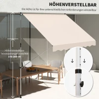 Outsunny luifel knikarm klemluifel zonwering zwengel balkon aluminium 3 x 1,5 m crème(m-7)