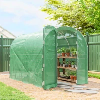 Outsunny 3 x 2 x 2m Polytunnel Greenhouse with Hinged Door, Walk-in Grow House Tent with PE Cover and Galvanised Steel Frame, Green(m-11)