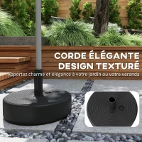 Outsunny Pied de parasol, socle parasol extérieur Remplissable jusqu'à 19 kg avec Sable ou 15 kg avec Eau, Ø 45 x 30,5 cm, noir(m-5)