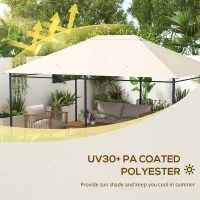Outsunny 3 x 4m Gazebo Canopy Replacement Cover, Gazebo Roof Replacement (TOP COVER ONLY), Cream White(m-4)