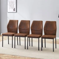 Lot de 4 chaises de salle à manger, style léger-luxe, patins antidérapants, 43x42.6x93 cm, Marron+Noir(m-5)