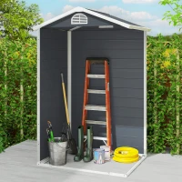 Outsunny Gereedschapsschuur tuinhuis met raam puntdak outdoor metaal kolengrijs(m-8)