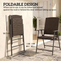 Outsunny Set of Two Folding Rattan Seat Chairs - Brown(m-6)