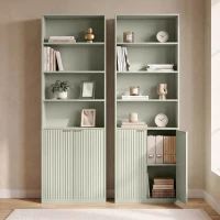 HOMCOM Bookcase Adjustable Shelf Bookshelf Anti-Tip Hardware 6-Tier, Light Green(m-9)