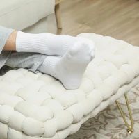 HOMCOM Moderne zitkruk met metalen poten, gestoffeerde zitting, voor woonkamer, slaapkamer, hal, Cremewit(m-8)