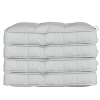 Outsunny Set of 4 Garden Seat Cushion with Ties, 42 x 42cm Replacement Dining Chair Seat Pad, Light Grey(m-14)