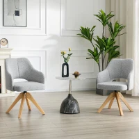 Lot de 2 chaises pivotantes style rétro luxe léger, revêtement en tissu structuré, 45x48x85 cm, Couleur naturelle(m-1)