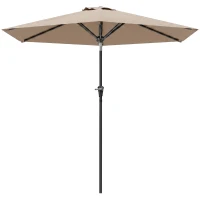 Outsunny Ombrellone da Giardino Inclinabile 2.3x2m con Apertura a Manovella e 6 Stecche, Cachi(m-11)