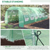 Outsunny Polytunnel Greenhouse Walk-in Grow House Tent with Roll-up Sidewalls, Zipped Door and 12 Windows, 6x3x2m Green(m-6)