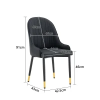 Lot de 2 chaises de salle à manger, dossier motif éclair stylé, déperlante et facile d'entretien, 47.3x44x91 cm, Noir(m-3)