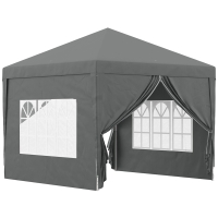 Outsunny 3x3(m) Pop-Up Gazebo, with Curtain Walls and Windows, Grey