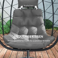 Outsunny Hangstoel voor buiten, Ei stoel, weerbestendig, inclusief kussen, 102 cm x 102 cm x 195 cm, Donkergrijs(m-6)