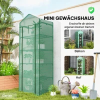 Outsunny Mini-Kas voor Bloemen of Groente, Staal, Kunststof, 69L x 49B x 193H cm, Groen(m-9)
