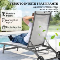 Outsunny Set 2 Lettini Prendisole con Schienale Reclinabile, in Alluminio e Tessuto Traspirante, 66x165x102 cm, Crema(m-7)