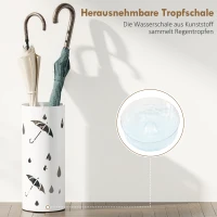 HOMCOM Schirmständer, Stahl, Säulenform, Herausnehmbares Bodenfach, Ø17 x 41H cm, Weiß(m-5)