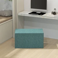 HOMCOM Poggiapiedi 2 in 1 con Rivestimento Rimovibile in Tessuto Effetto Lino, 75x41x41 cm, Verde(m-10)