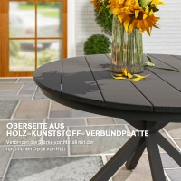 Outsunny Tuintafel Ø118cm, weerbestendige balkontafel van aluminium, bijzettafel met gekruiste poten en lattenontwerp, zwart(m-6)