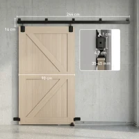 HOMCOM Schwerlast Schiebetür-Hardware-Set 244 cm Schwarz für Einzeltüren(m-3)