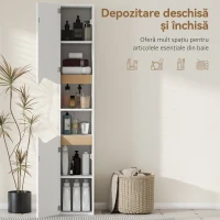 HOMCOM Mobilier de Baie Îngust și Înalt cu 2 Uși, 2 Rafturi - Alb(m-4)
