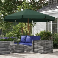 Outsunny Ombrellone da Giardino con Doppio Tettuccio, in Bambù e Poliestere, Ø325x250 cm, Verde(m-10)