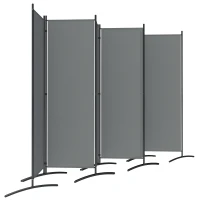 Outsunny 6 Panel Folding Room Divider, 1.7m Privacy Screen with Wide Feet, Portable Freestanding Metal Partition Separator for Office, Living Room, Bedroom, Dining Room, Dark Grey(m-11)