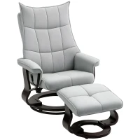 HOMCOM Relaxfauteuil met hocker, draaibaar, fluweellook, verstelbare rugleuning, tot 150 kg, Grijs(m-10)
