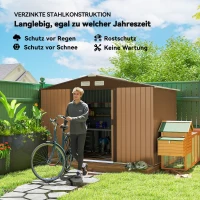 Outsunny gereedschapsschuur met fundering gereedschapsschuur tuinschuur tuinschuur metaal geel 277 x 195 x 192 cm(m-4)