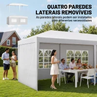 Outsunny Tenda para Festas com 4 Paredes Laterais 2 Janelas e Estrutura de Aço 585x295x255 cm Branco(m-4)