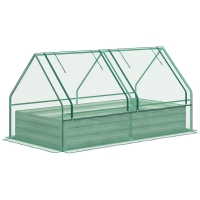 Outsunny Jardinera Exterior Grande con Mini Invernadero con Base Abierta para Patio Terraza Balcón 185x95x92 cm Gris y Verde