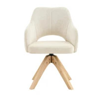 Lot de 2 chaises pivotantes style rétro luxe léger, revêtement en tissu structuré, 45x48x85 cm, Couleur naturelle(m-2)