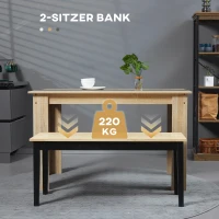 HOMCOM Moderne bank voor 2 personen, houten bank, massief hout, gelakt, naturel + zwart(m-4)