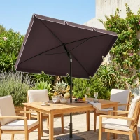 Outsunny Ombrellone da Giardino Rettangolare e Regolabile con Palo in Alluminio, 2x1.3x2.5 m, Marrone e Nero(m-2)