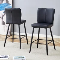 Ensemble 2 tabourets de bar 101 cm, dossier ergonomique, pieds réglables antidérapants, 44x44x101 cm, Noir(m-4)