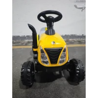 AIYAPLAY Trator Elétrico para Crianças com Reboque Desmontável 6V, Luzes, Música, Buzina e Pedal, 1-3 Anos, 2,5 km/h, Amarelo(m-4)
