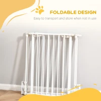 PawHut Pet Safety Gate, 3 Panels Playpen Fireplace, Foldable Metal Fence, Stair Barrier, Room Divider, Fire Guard w/ Automatic Closing Door, White(m-5)