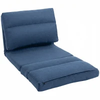 HOMCOM Fauteuil de sol canapé paresseux fauteuil convertible en lit inclinable 90° à 180° tissu - 70 x 72 x 56 cm - bleu foncé(m-13)