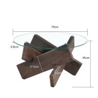 Table basse ronde, design moderne, facile à nettoyer et stable, 79x79x45 cm, Noyer(m-3)