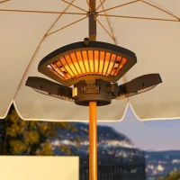 Outsunny Aquecedor por Infravermelhos para Chapéu de Sol 2400W Aquecedor Exterior Elétrico de Alumínio com 3 Níveis de Aquecimento Ø55x8 cm Preto(m-8)