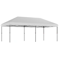 Outsunny Tenda Dobrável 6x3 m Pop-up Altura Ajustável 3 Níveis UPF50+ Fecho Central Sacos de Areia Bolsa com Rodas Prateado(m-1)