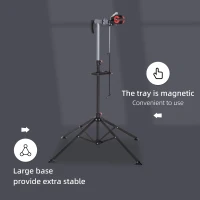 HOMCOM Folding Bike Repair Stand Bicycle Bike Stand For Maintenance Display Cycle Rack with Tool Tray, Height Adjustable(m-5)