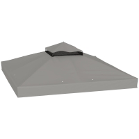 Outsunny Toile pour tonnelle 3 x 3 m toile de rechange pour tonnelle à 2 niveaux protection UPF30+ trous de drainage gris