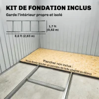 Outsunny Abri de jardin 3,6 m² 280 x 130 x 172 cm kit de fondation porte coulissante ventilations acier galvanisé vert foncé(m-6)