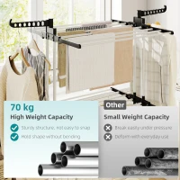 HOMCOM Foldable Clothes Drying Rack, 4-Tier Steel Garment Laundry Rack with Castors for Indoor and Outdoor Use, Black(m-5)