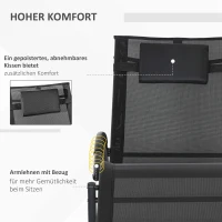 Outsunny Tuinschommelstoel Ligstoel, inclusief hoofdsteun, 155 cm x 61 cm x 88 cm, Zwart(m-4)