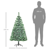 HOMCOM Arbre de Noël artificiel scène de neige Ø 75 x 150H cm 416 Réplique d'une branche d'épine Nordmann Grand Réalisme(m-3)