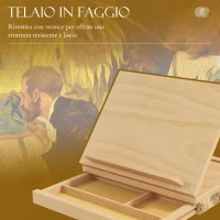 Vinsetto Cavalletto per Pittura Pieghevole in Faggio con Angolazione Regolabile e Cassetto, 33.5x26x26 cm(m-4)