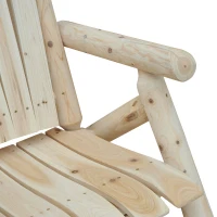 Outsunny Tuinstoel tuinzetel houten stoel hoge rug met armleuningen vurenhout natuur(m-9)